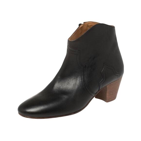 Isabel Marant Dicker Leather Side Zip Ankle Boots 7 Black - Picture 1 of 8